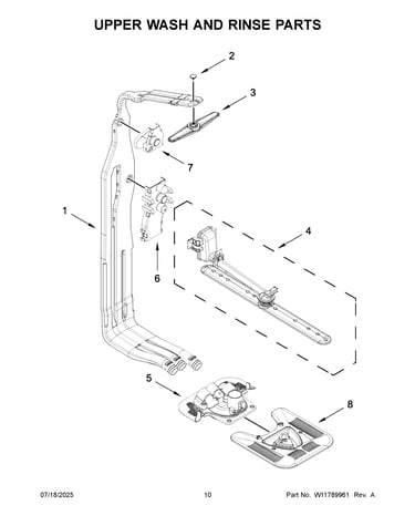 Upper wash and rinse parts