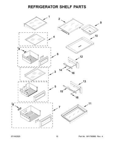 Refrigerator shelf parts