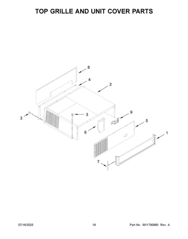Top grille and unit cover parts