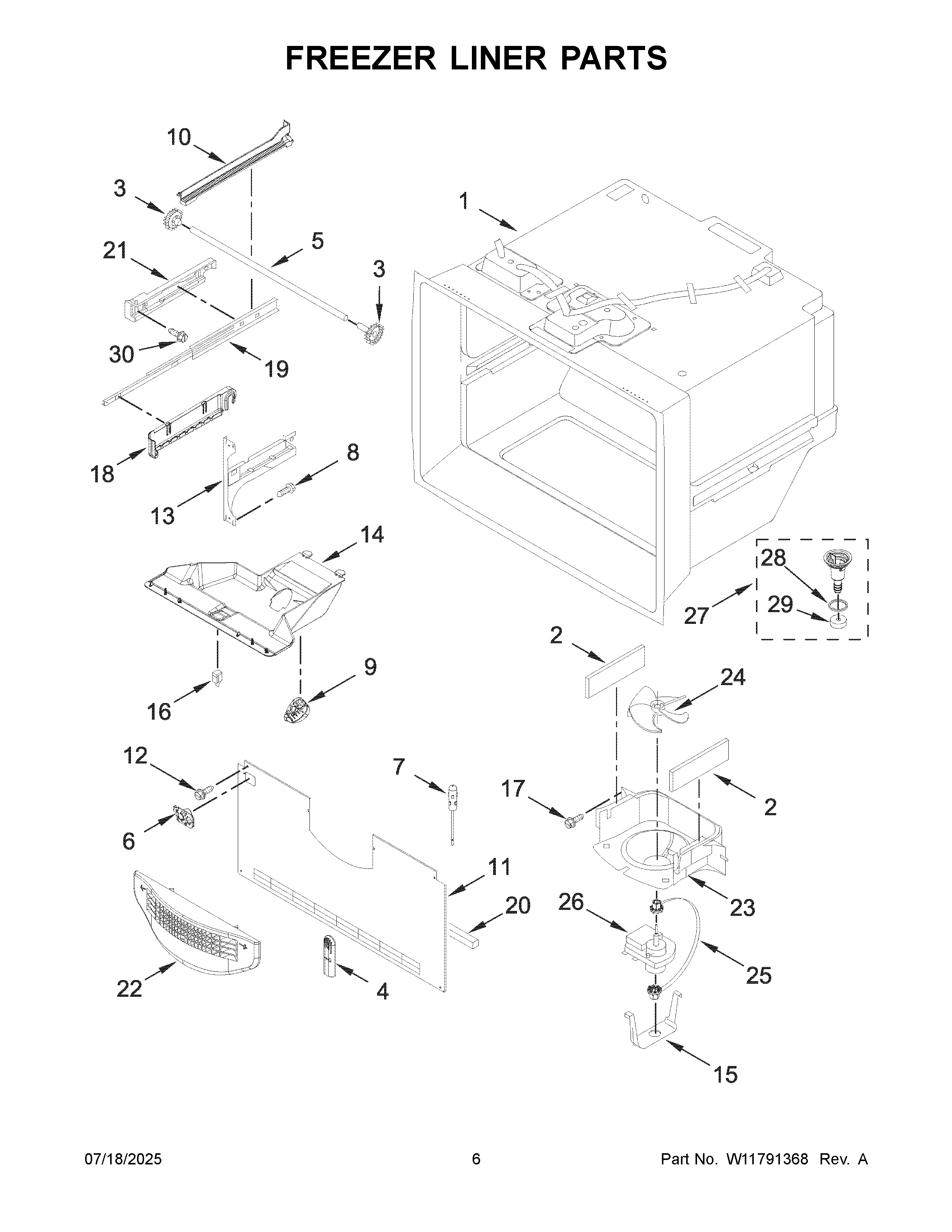 Freezer liner parts