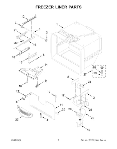 Freezer liner parts