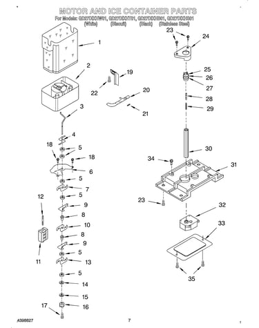 Motor and ice container