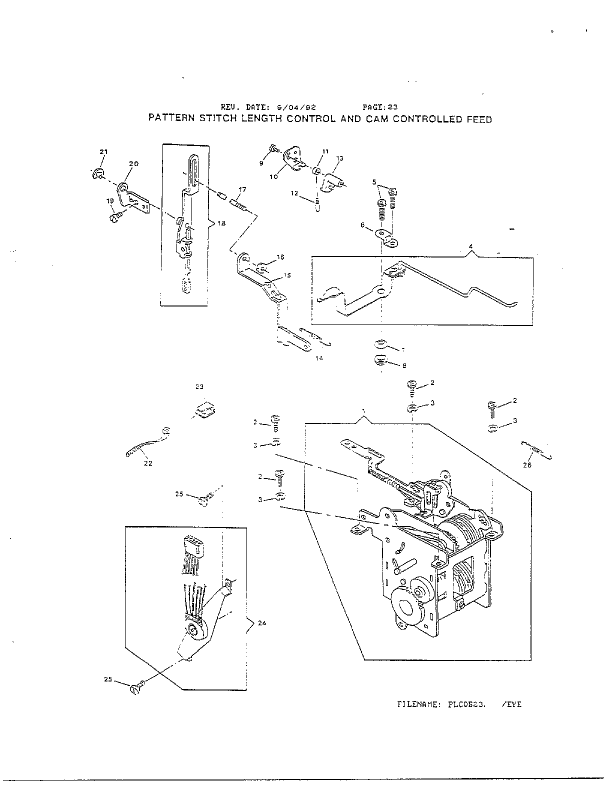 Pattern stitch length/cam