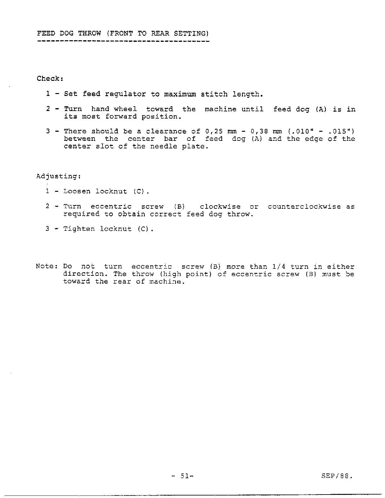 Adjustment procedures page 4