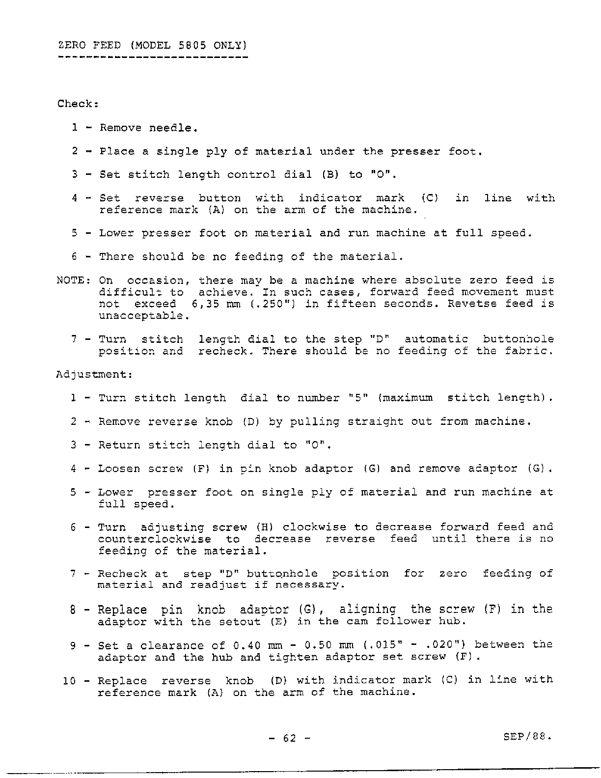 Adjustment procedures page 15