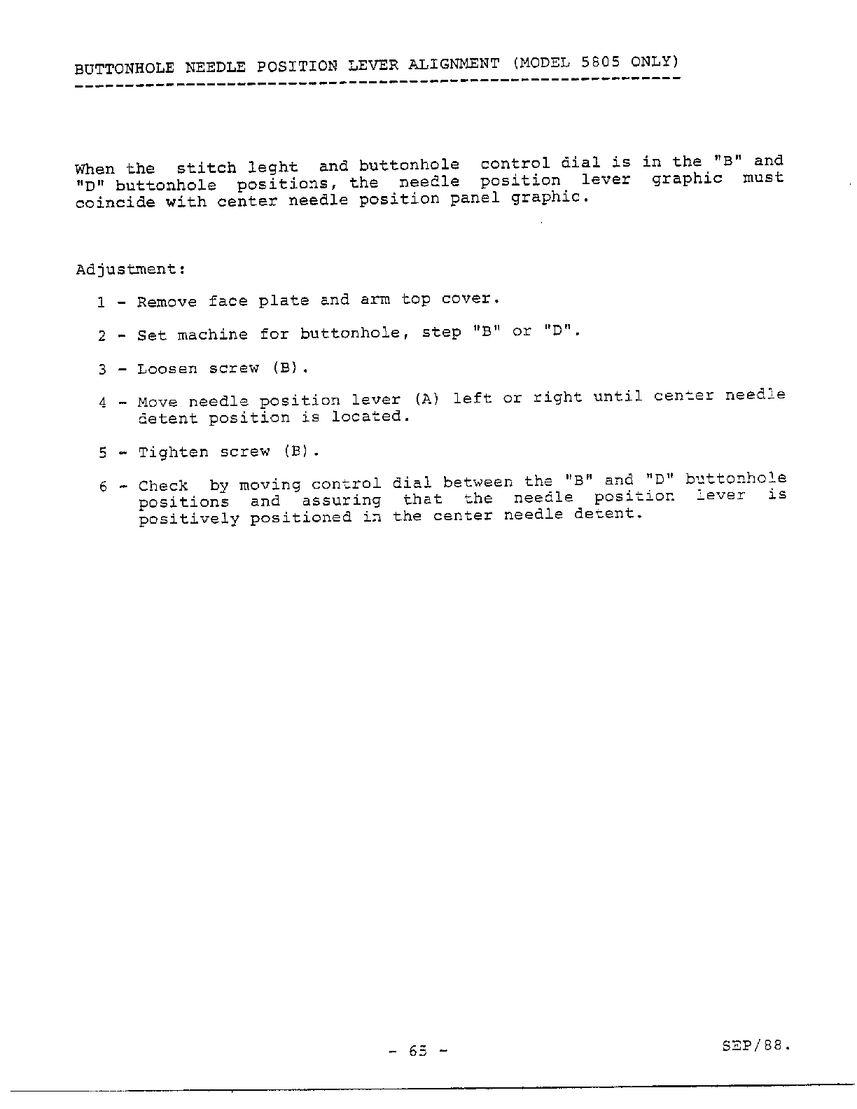 Adjustment procedures page 18