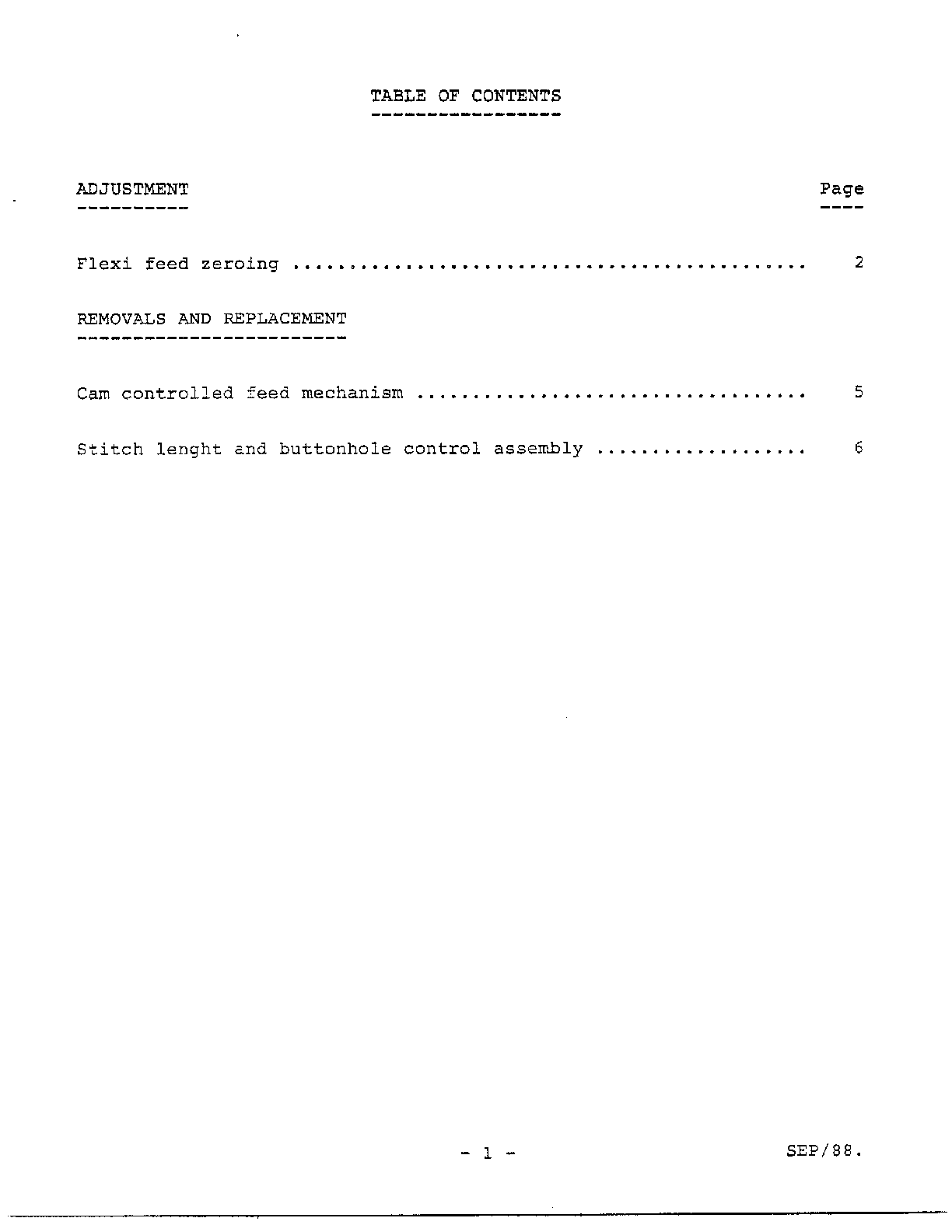 Table of contents