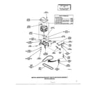 Amana 6494-LWM-423 motor/mounting bracket/belts and idler assembly diagram
