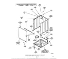 Amana 6494-LWM-423 front panel/base and cabinet assembly diagram