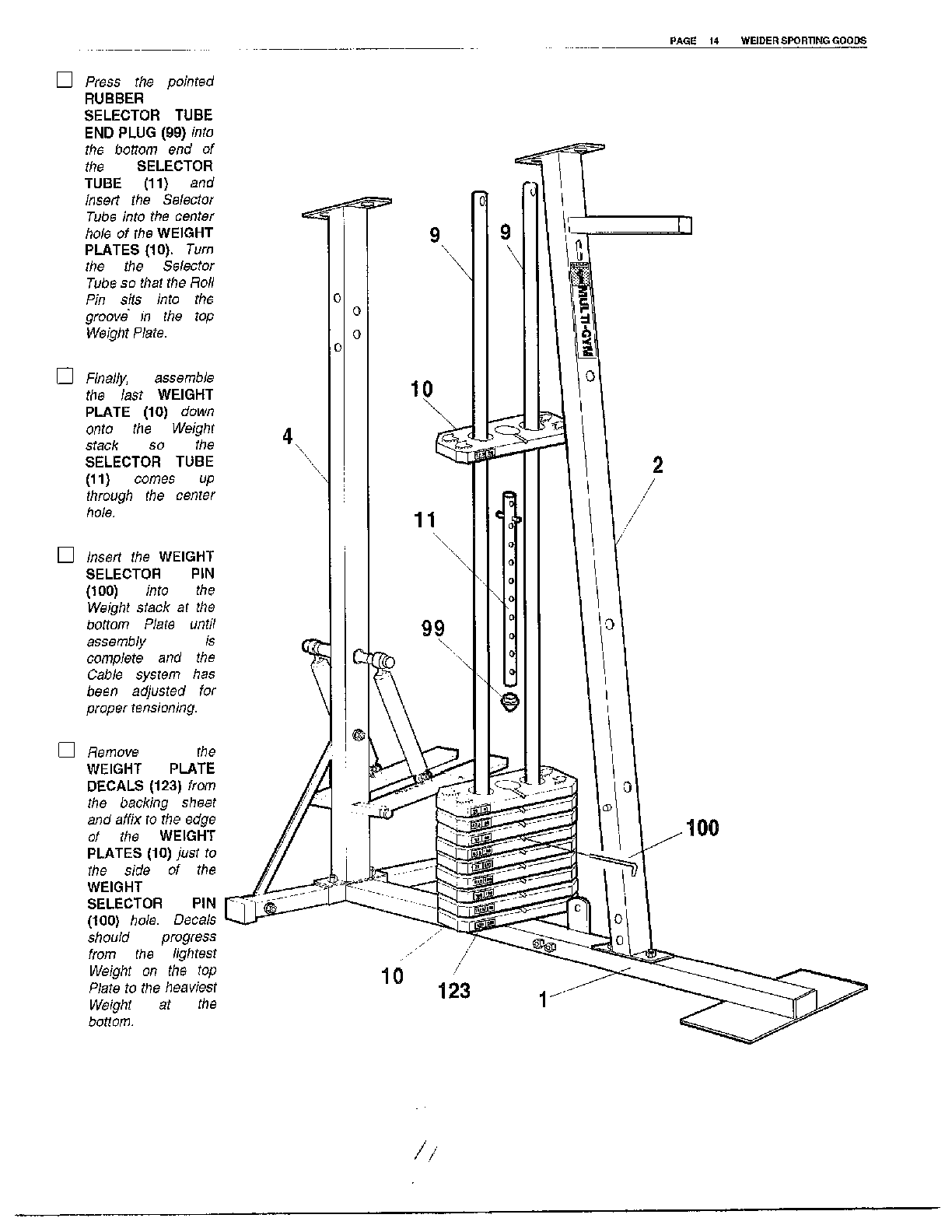 Official Weider 70072 fitness \u0026 exercise parts | Sears PartsDirect, image size:1224x1584