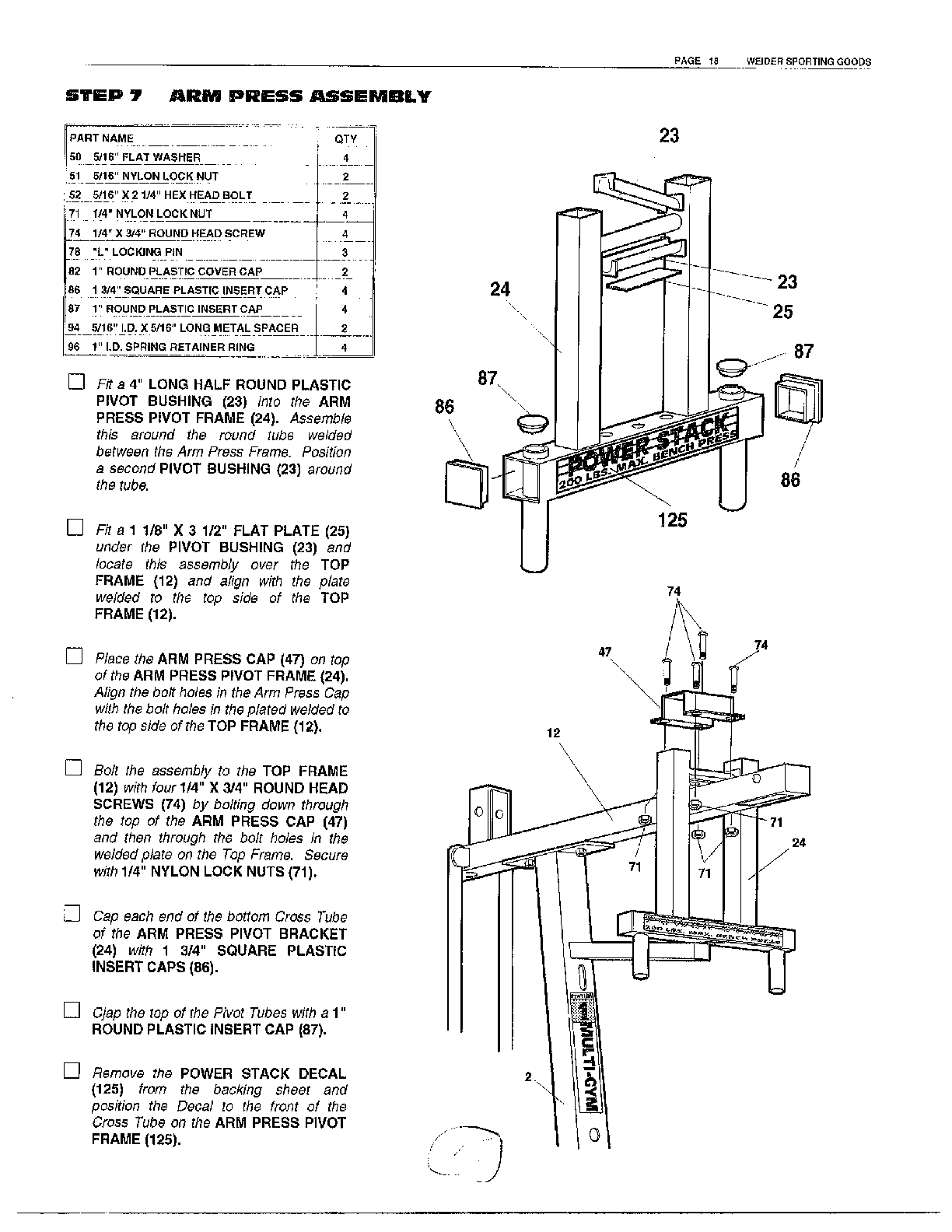 Official Weider 70072 fitness \u0026 exercise parts | Sears PartsDirect, image size:1224x1584