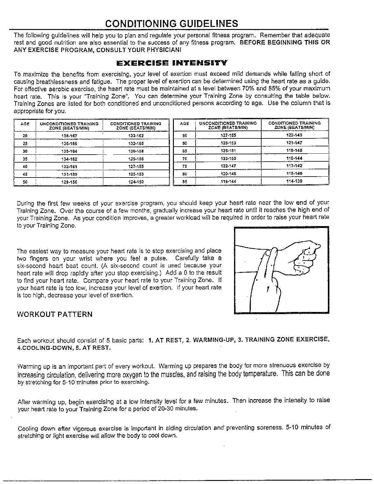 CONDITIONING GUIDELINES