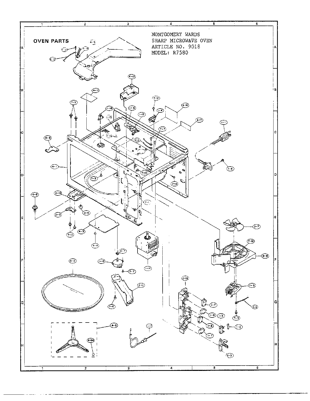 Official Sharp R-7580 countertop microwave parts | Sears PartsDirect