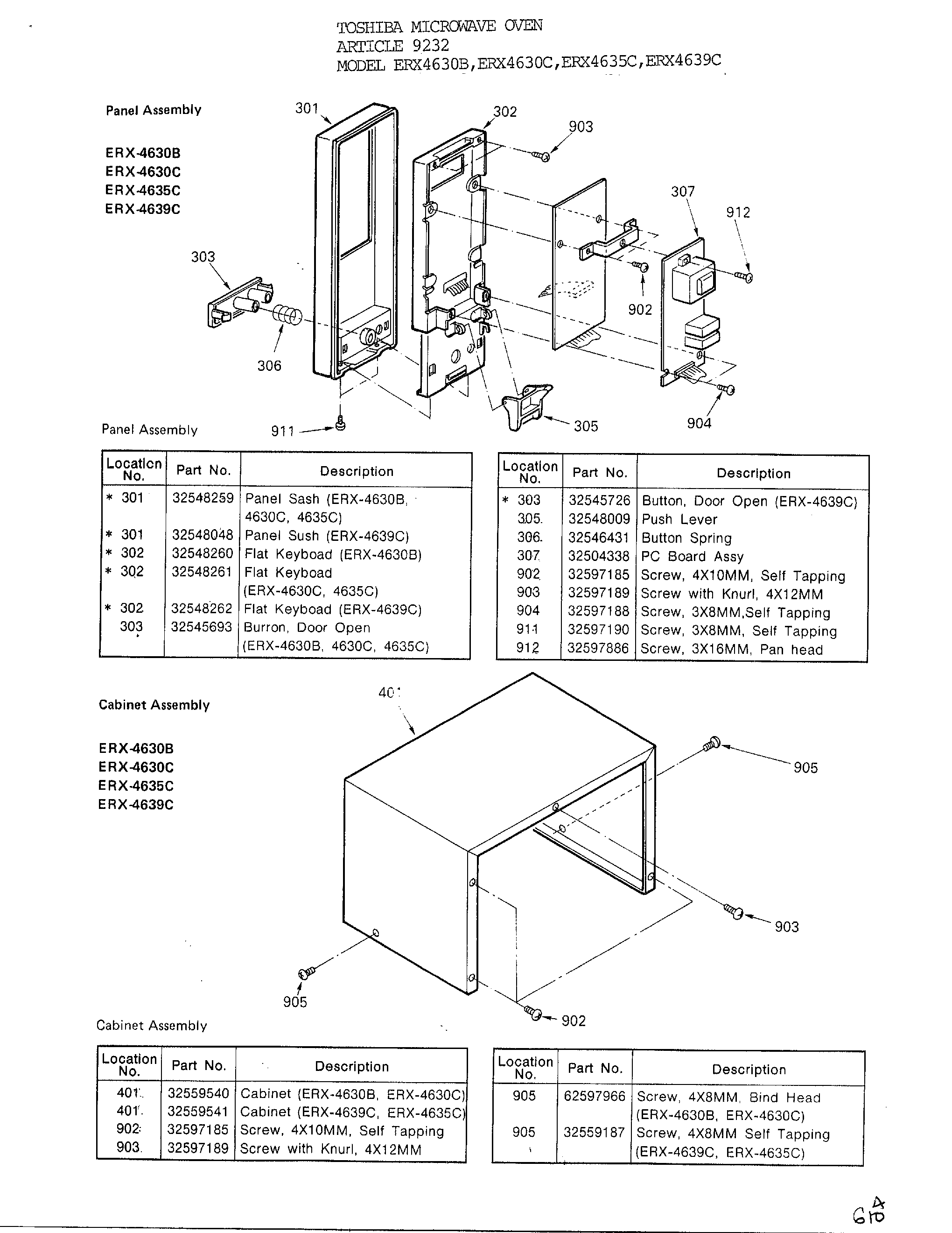 TOSHIBA MICROWAVE OVEN/PANEL ASSEMBLY