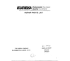 Eureka 9410B/BT cover page- text page diagram