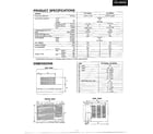 Panasonic CW-1805SU product specifications/dimensions diagram
