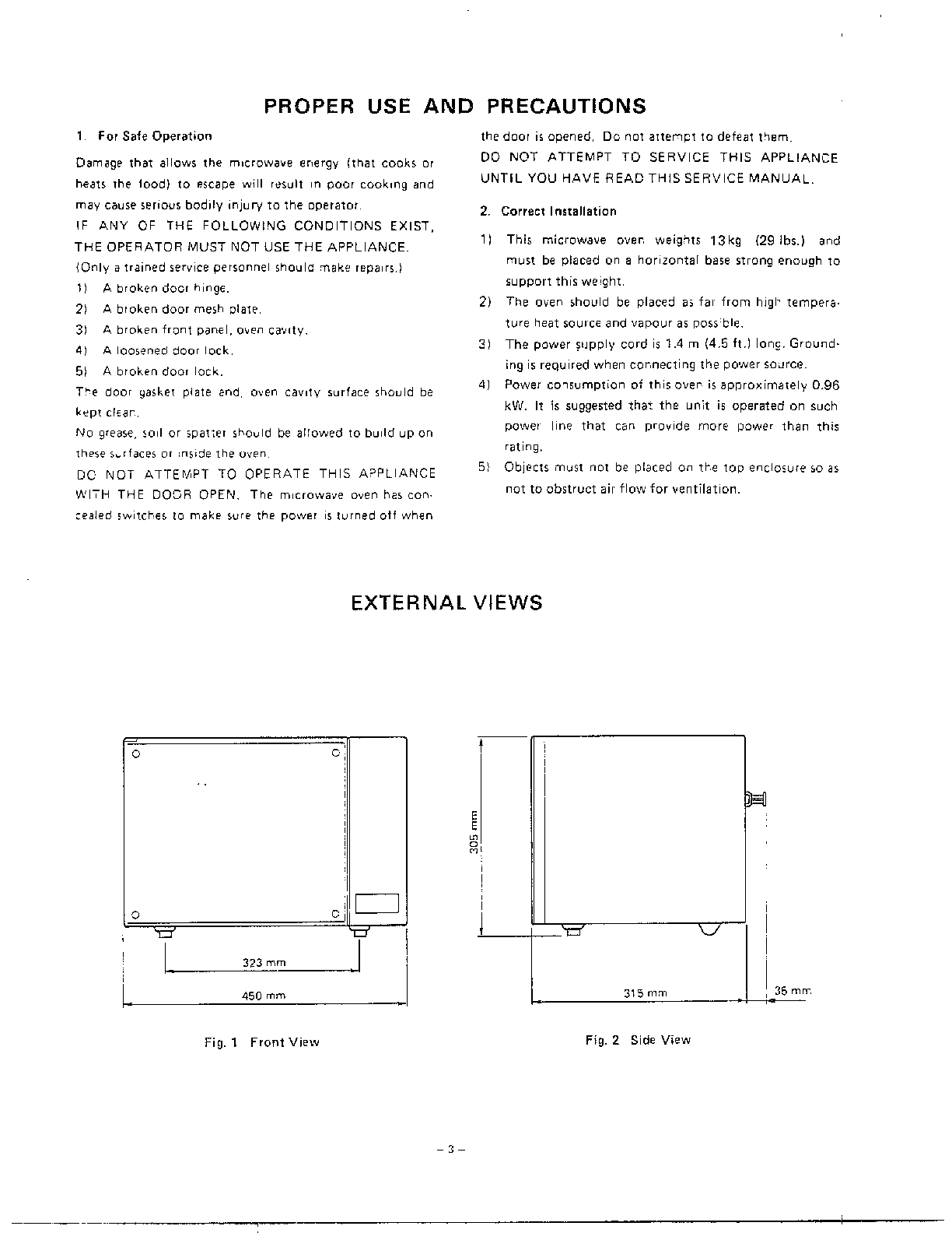 PROPER USE/EXTERNAL VIEWS