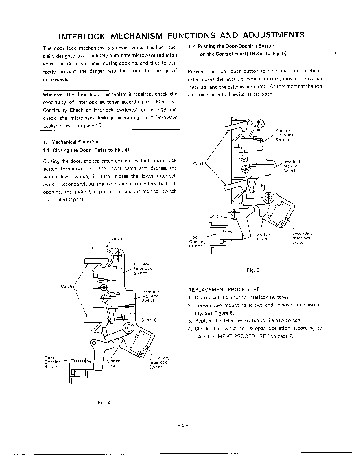 INTERLOCK FUNCTIONS/ADJUSTMENTS