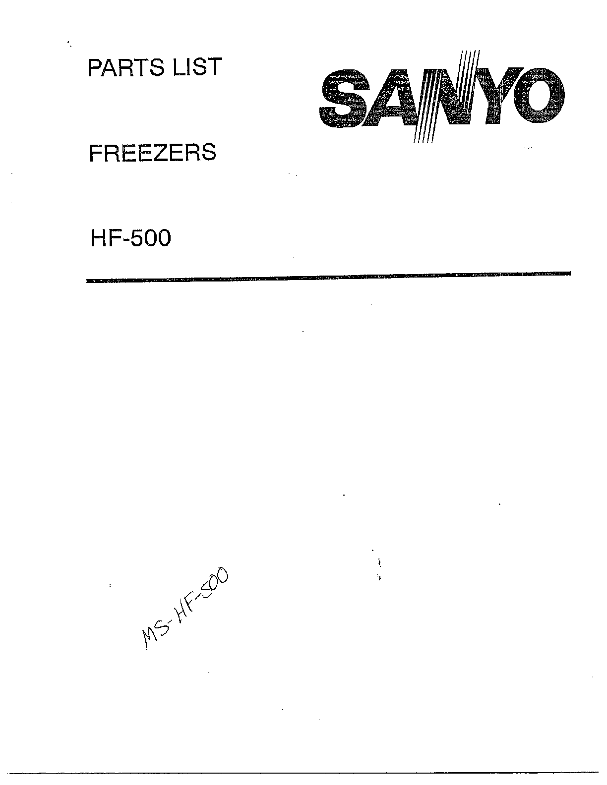 FREEZERS PART LIST