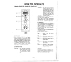 Quasar HQ2101YW how to operate diagram