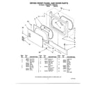 Whirlpool LTE6243AW2 dryer front panel and door parts diagram