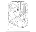 Whirlpool LTE6243AW2 dryer cabinet and motor parts diagram