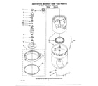 Whirlpool LTE6243AW2 agitator, basket and tub parts diagram
