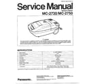 Panasonic MC-2730/MC-2750 cover page vacuum cleaner diagram