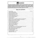 Panasonic MC-V7375 warning/table of contents diagram
