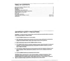 Weslo WLML00340 table of contents/precautions diagram