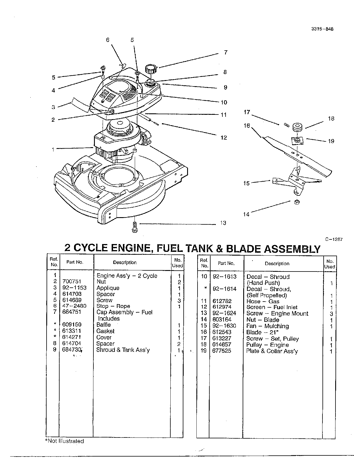 2 CYCLE ENGINE-FUEL TANK/BLADES