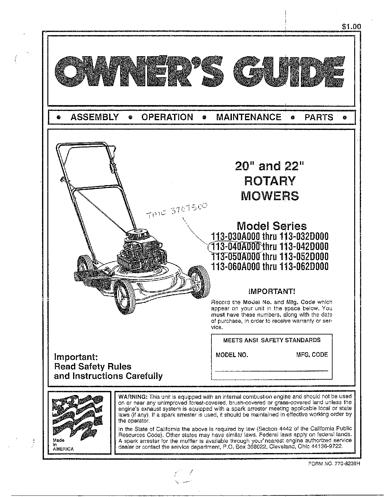 20" and 22" rotary mowers