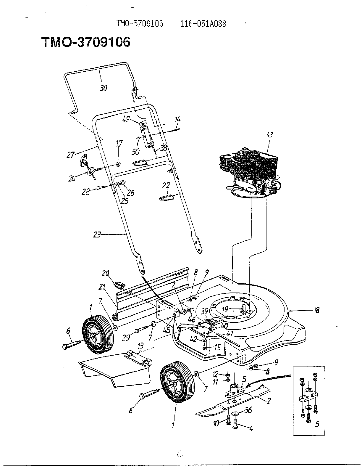 3-1/2 hp 20" rotary mower
