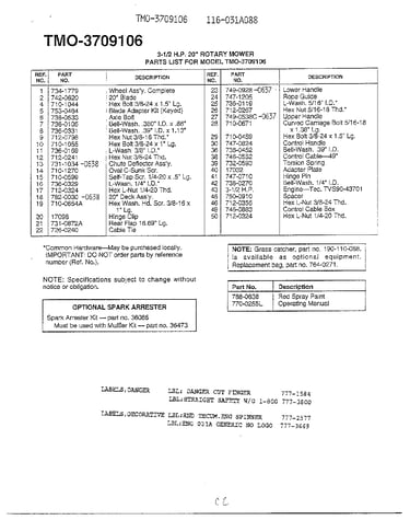 3-1/2 hp 20" rotary mower page 2