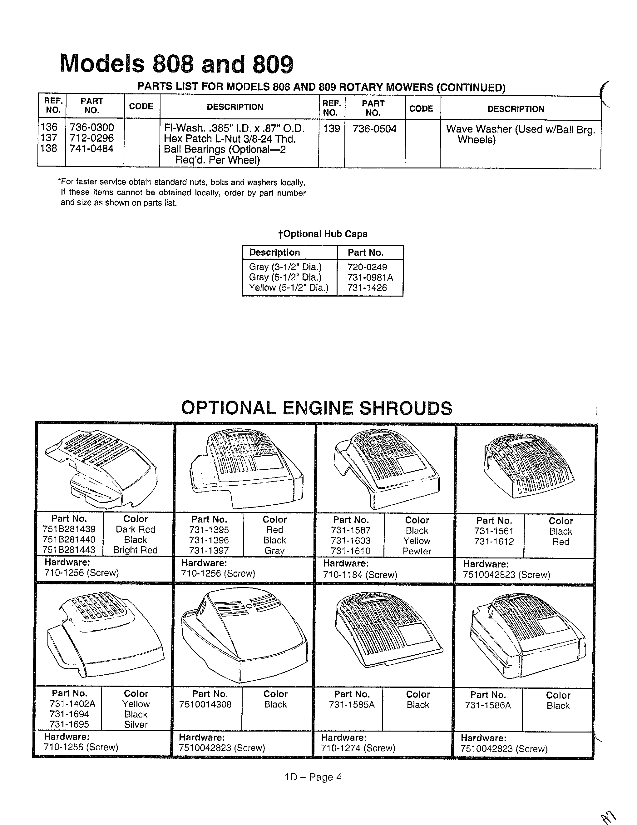 OPTIONAL ENGINE SHROUDS