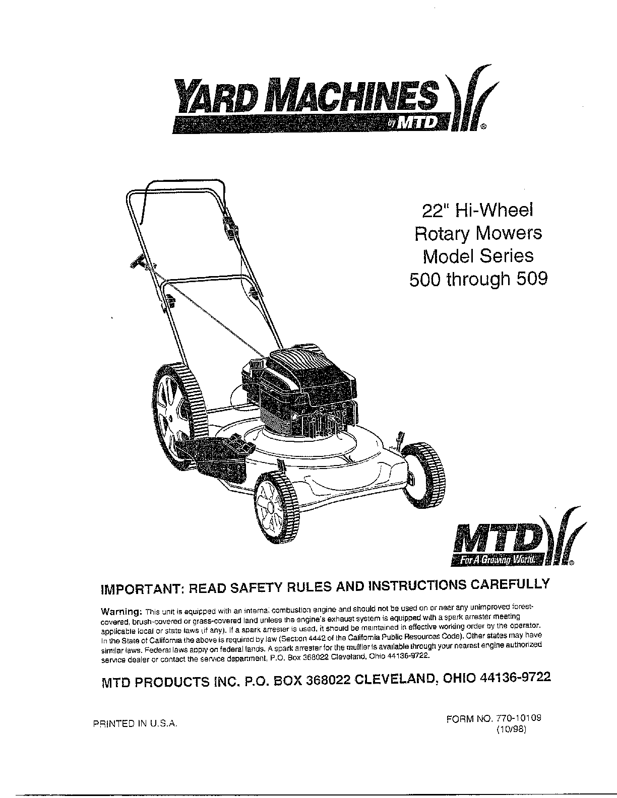 22" HI-WHEEL ROTARY MOWERS