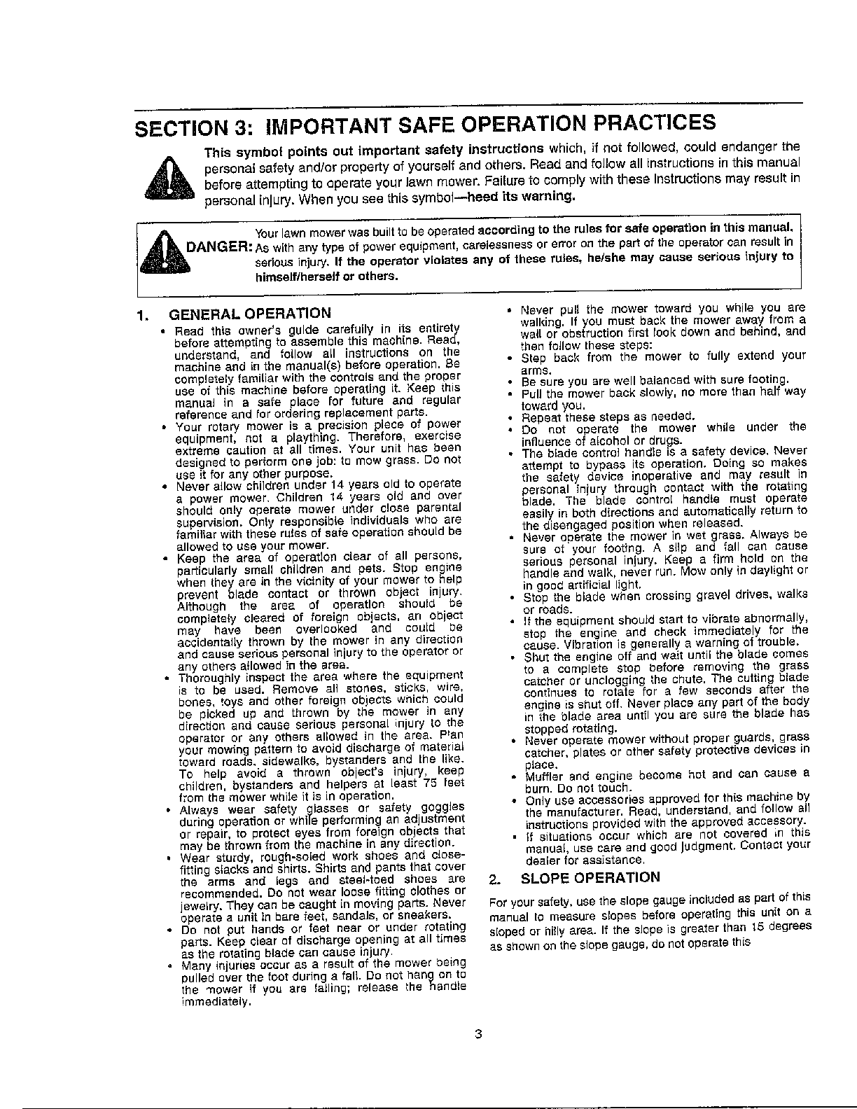 Safe operation practices