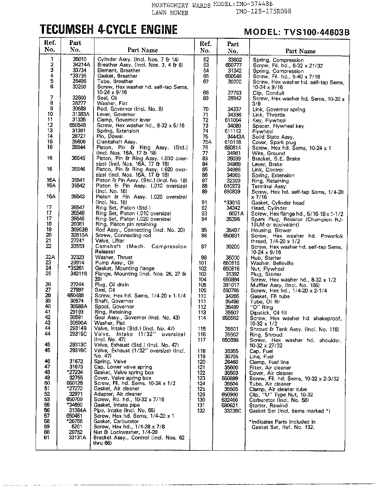 TECUMSEH 4-CYCLE ENGINE Page 2