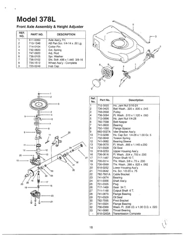 Front axle and height adjuster