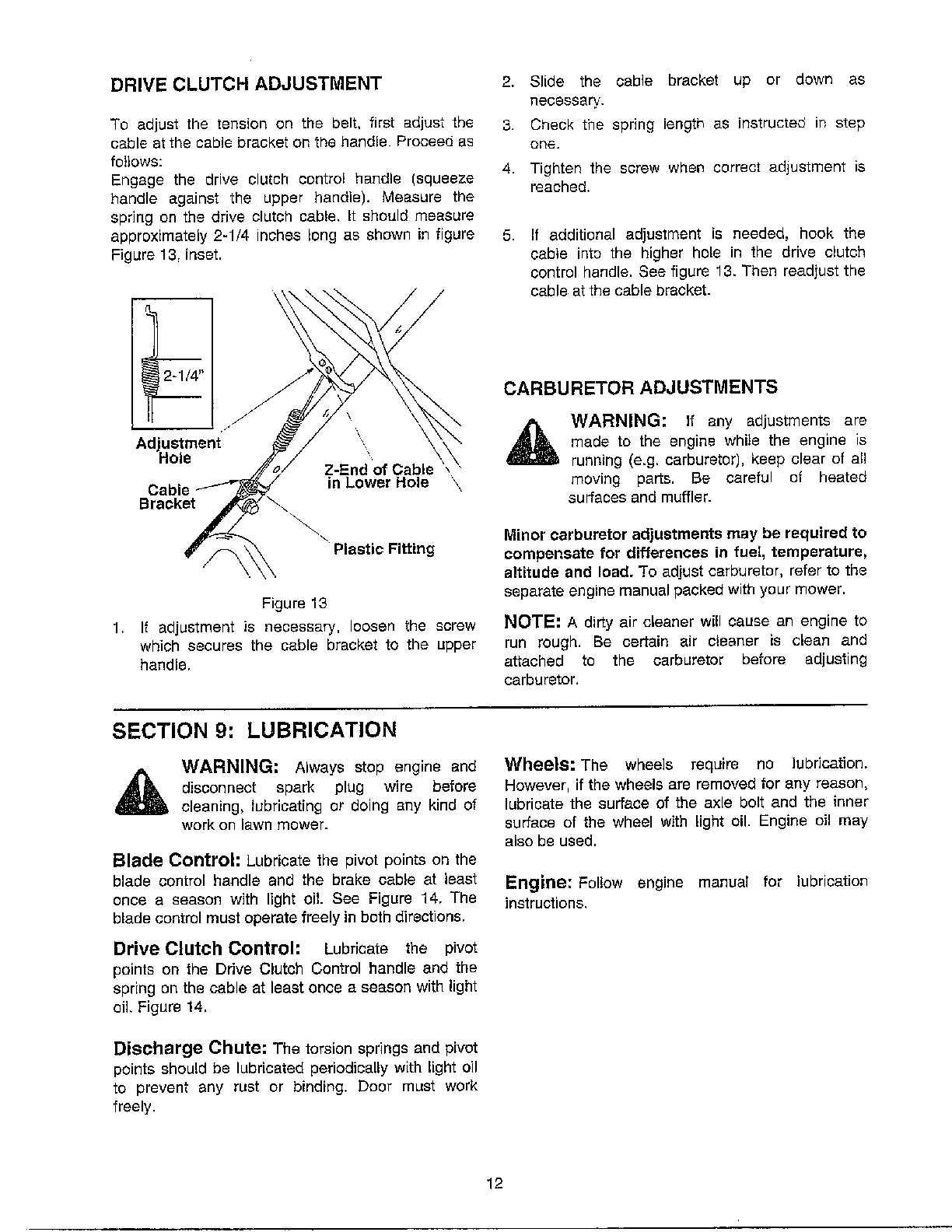 ADJUSTMENTS/LUBRICATION