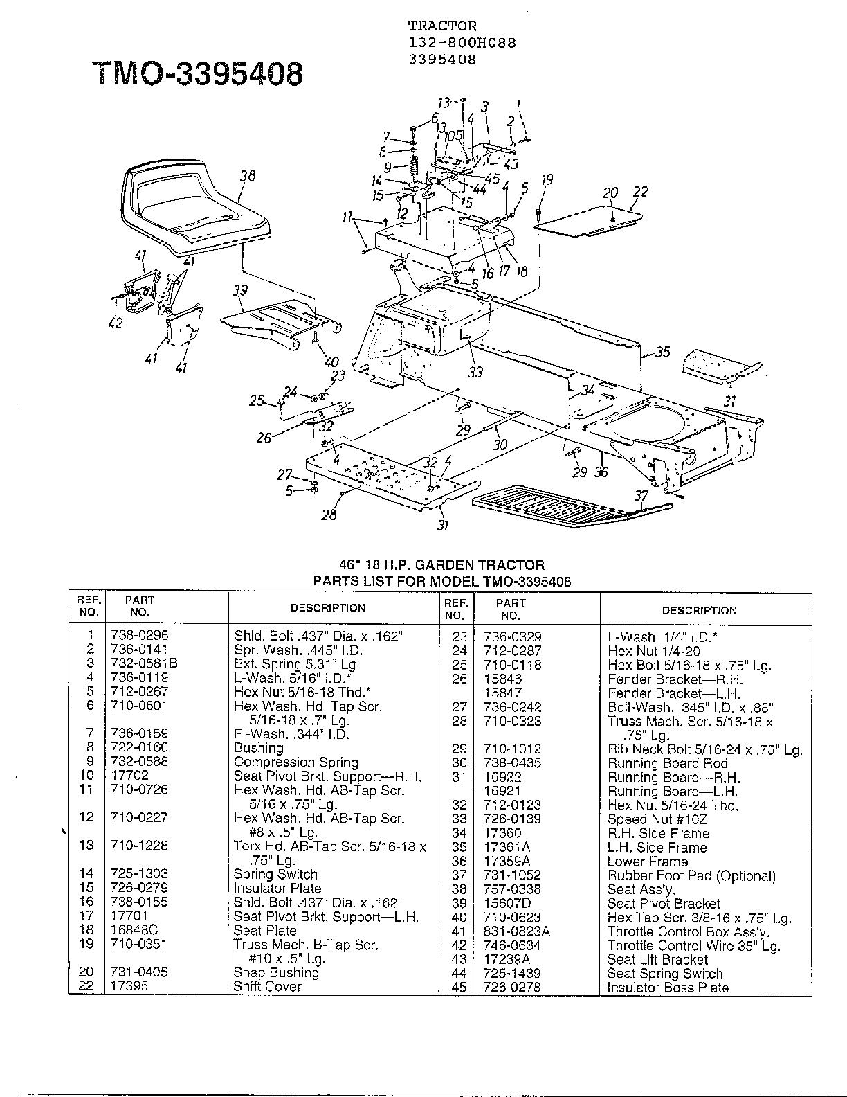 46" 18HP GARDEN TRACTOR