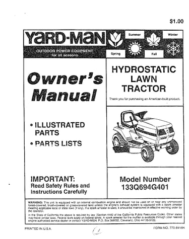 Hydrostatic lawn tractor