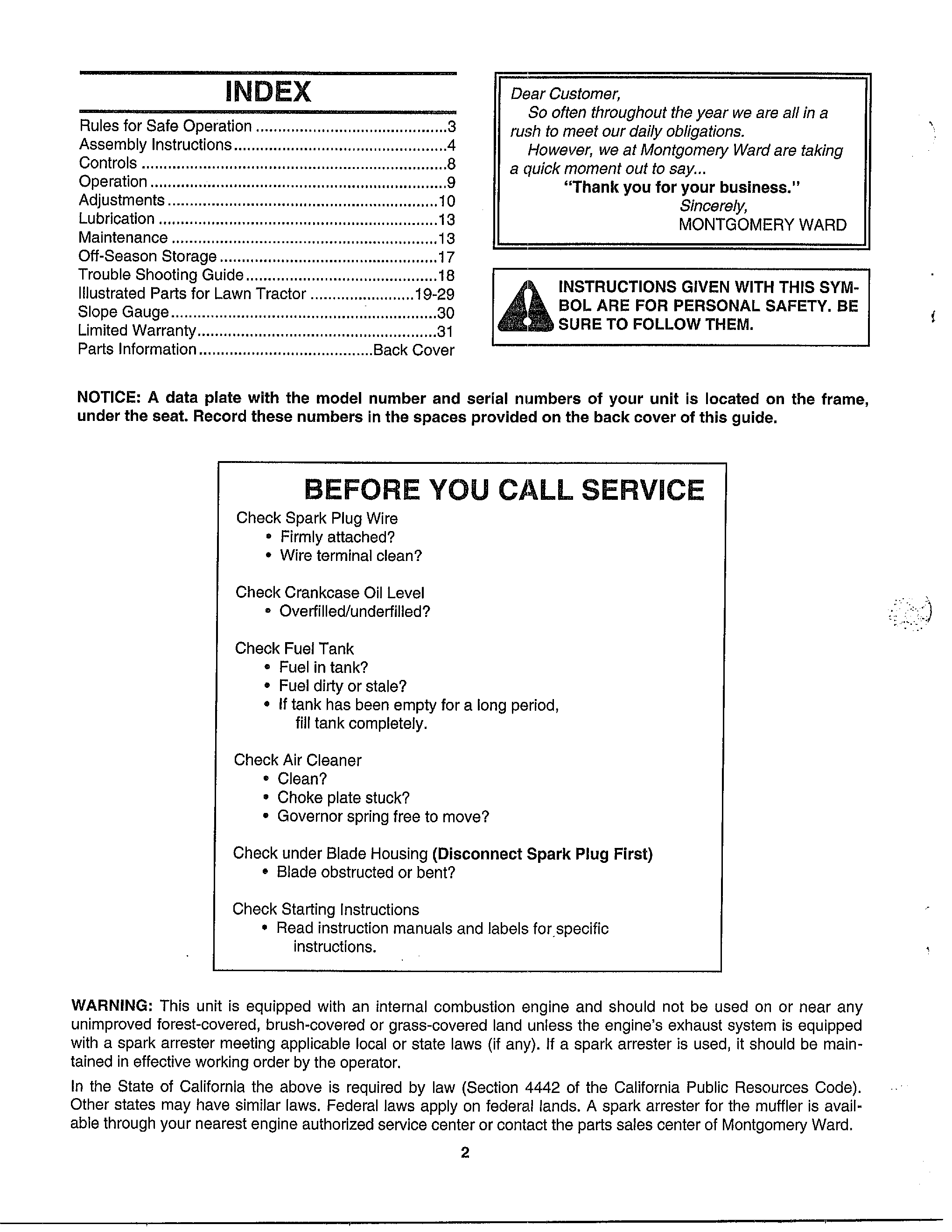 Index/service info