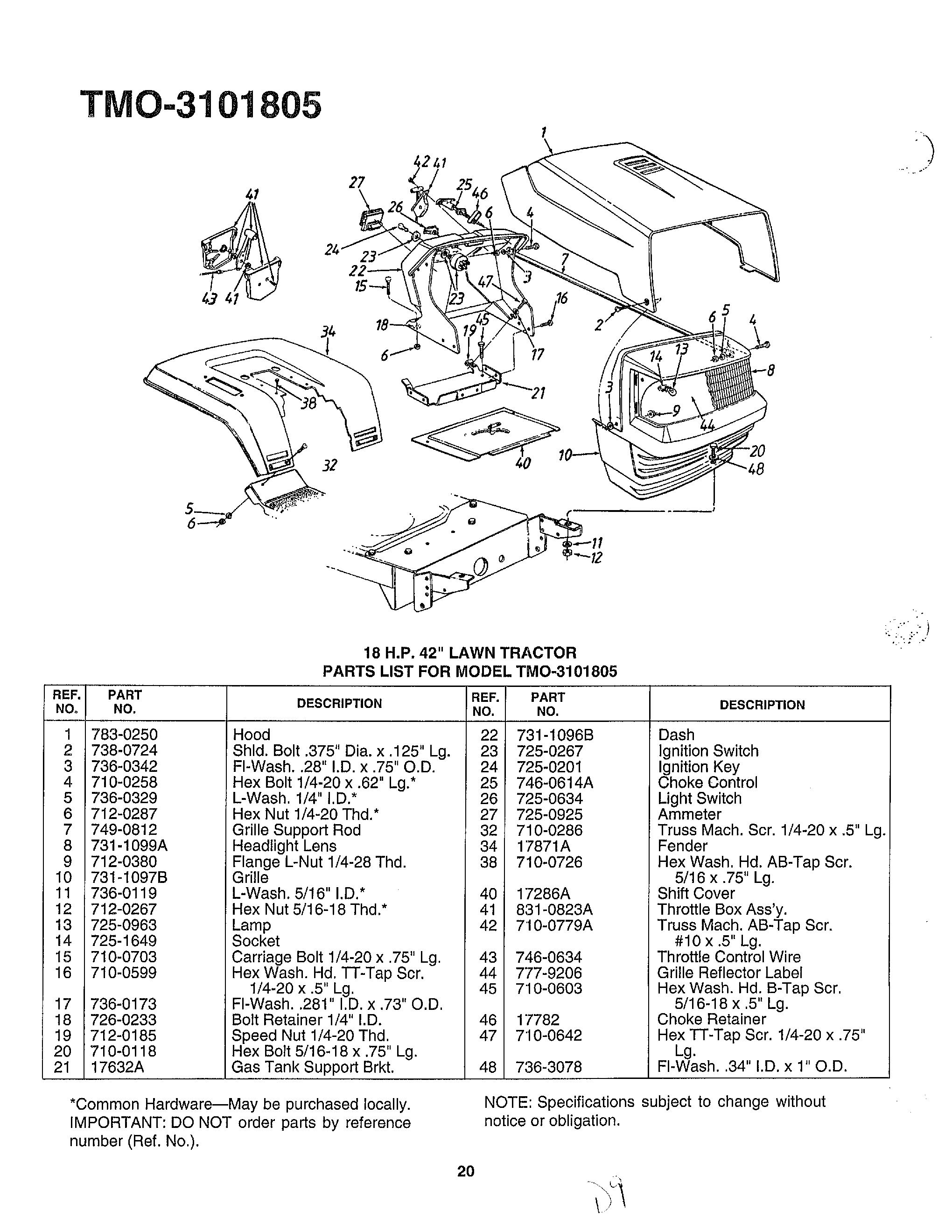 18hp 42" lawn tractor