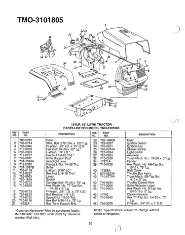 18hp 42" lawn tractor