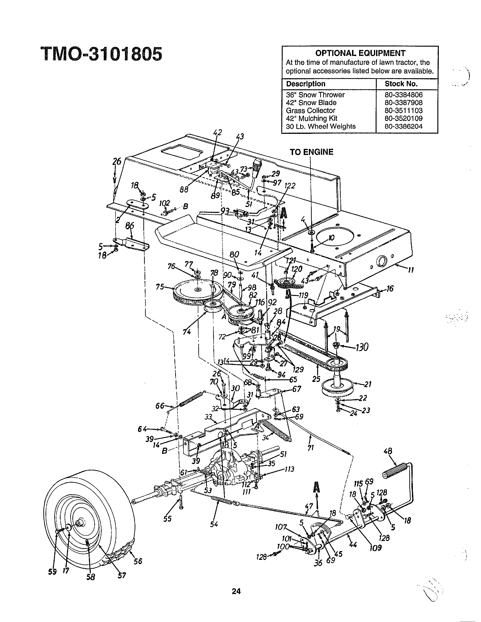 18hp 42" lawn tractor/wheel front