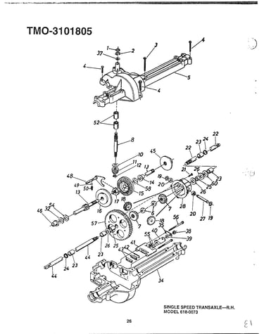 Single speed transaxle-rh