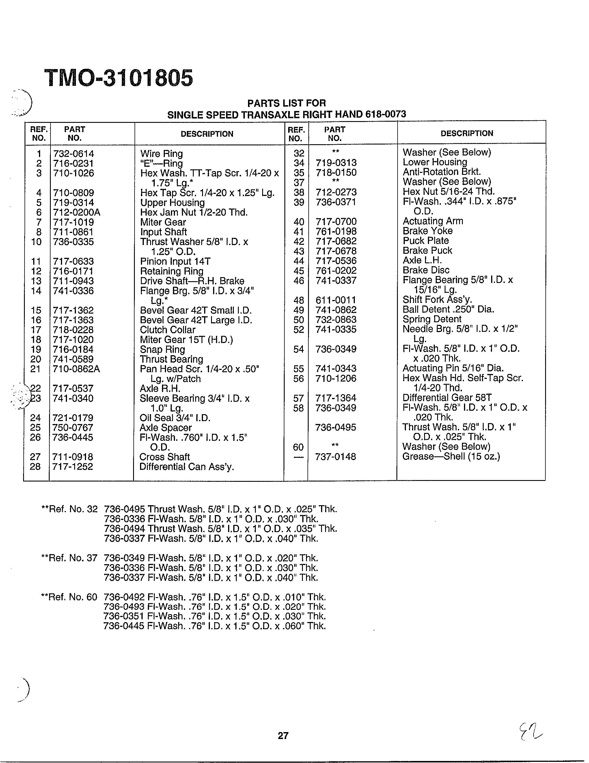 SINGLE SPEED TRANSAXLE-RH Page 2