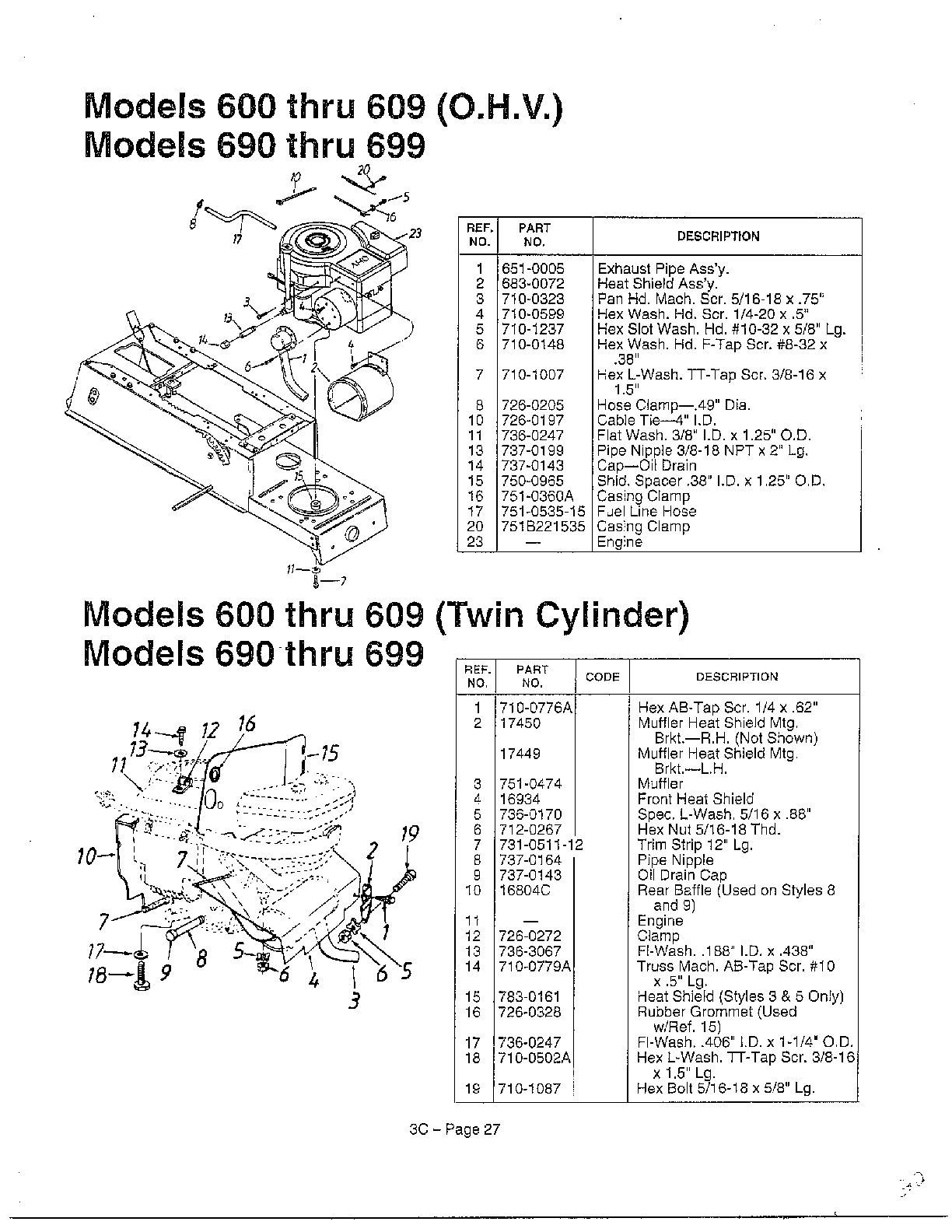 Exhaust pipe/twin cylinder-ohv
