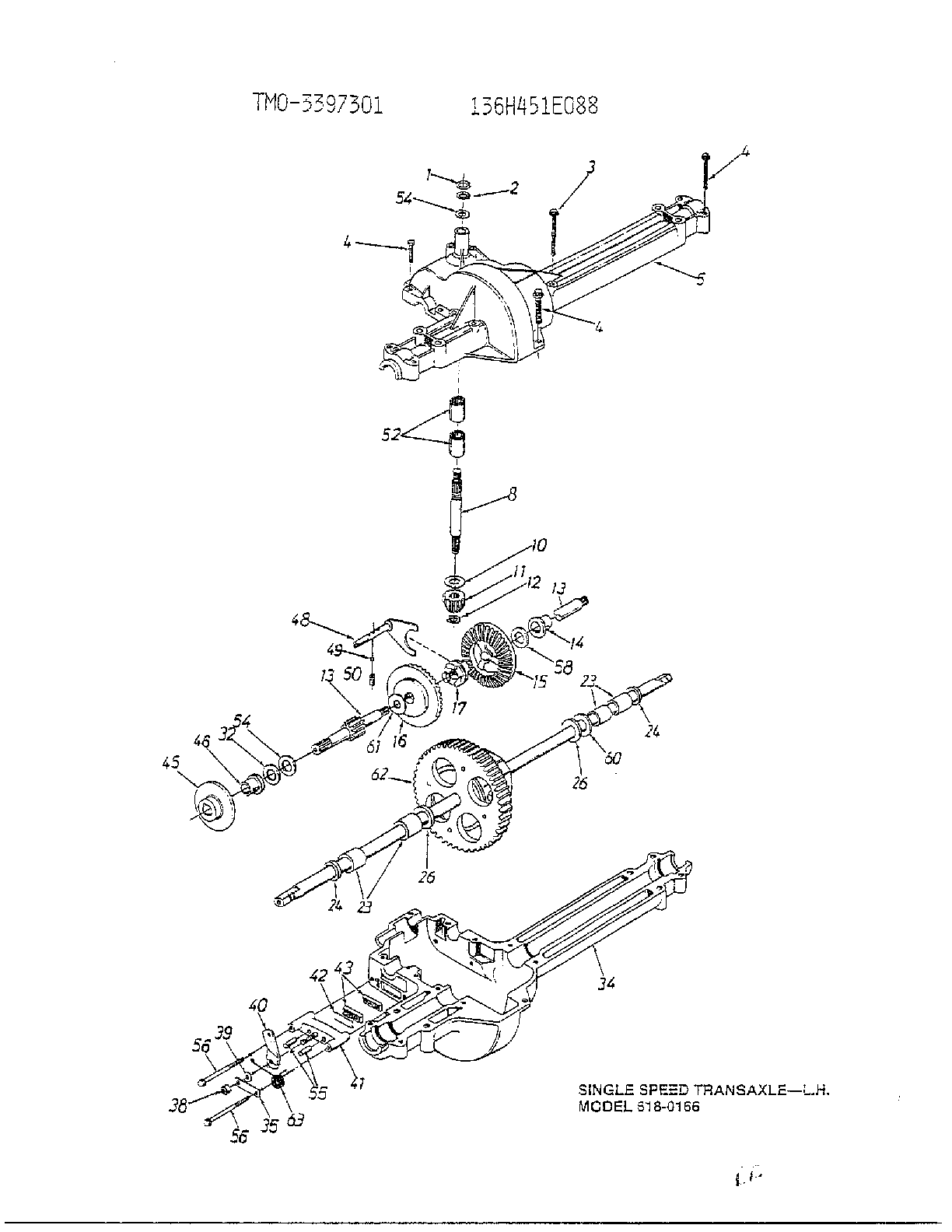 Single speed transaxle lh